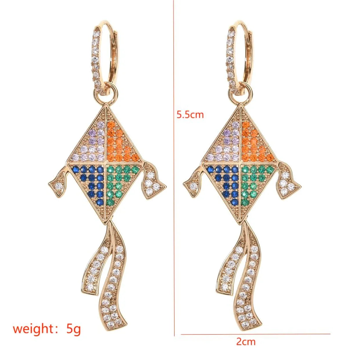 1 Pair Elegant Simple Style Geometric Plating Carving Copper Zircon 18K Gold Plated Drop Earrings