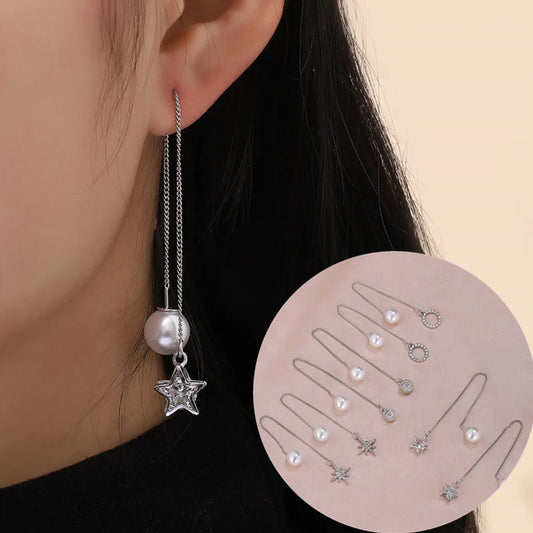 1 Pair Elegant Simple Style Geometric Plating Inlay Metal Artificial Pearls Rhinestones Ear Line