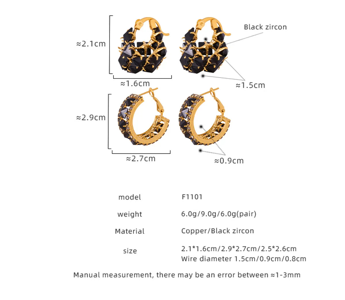 1 Pair Elegant Simple Style Geometric Plating Inlay Titanium Steel Zircon 18k Gold Plated Earrings