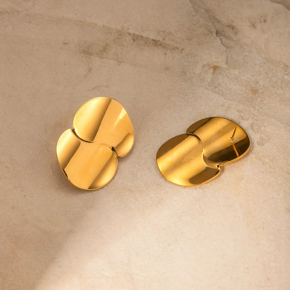 1 Pair Elegant Simple Style Geometric Plating Stainless Steel 18k Gold Plated Ear Studs