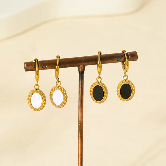 1 Pair Elegant Simple Style Geometric Plating Stainless Steel Resin 18k Gold Plated Drop Earrings