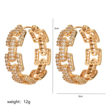 1 Pair Elegant Simple Style Geometric Polishing Copper Zircon 18K Gold Plated Hoop Earrings