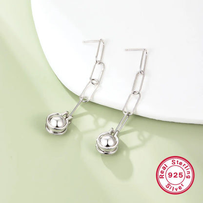 1 Pair Elegant Simple Style Geometric Sterling Silver White Gold Plated Drop Earrings