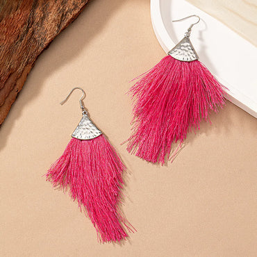 1 Pair Elegant Simple Style Geometric Tassel Plating Alloy Silver Plated Drop Earrings