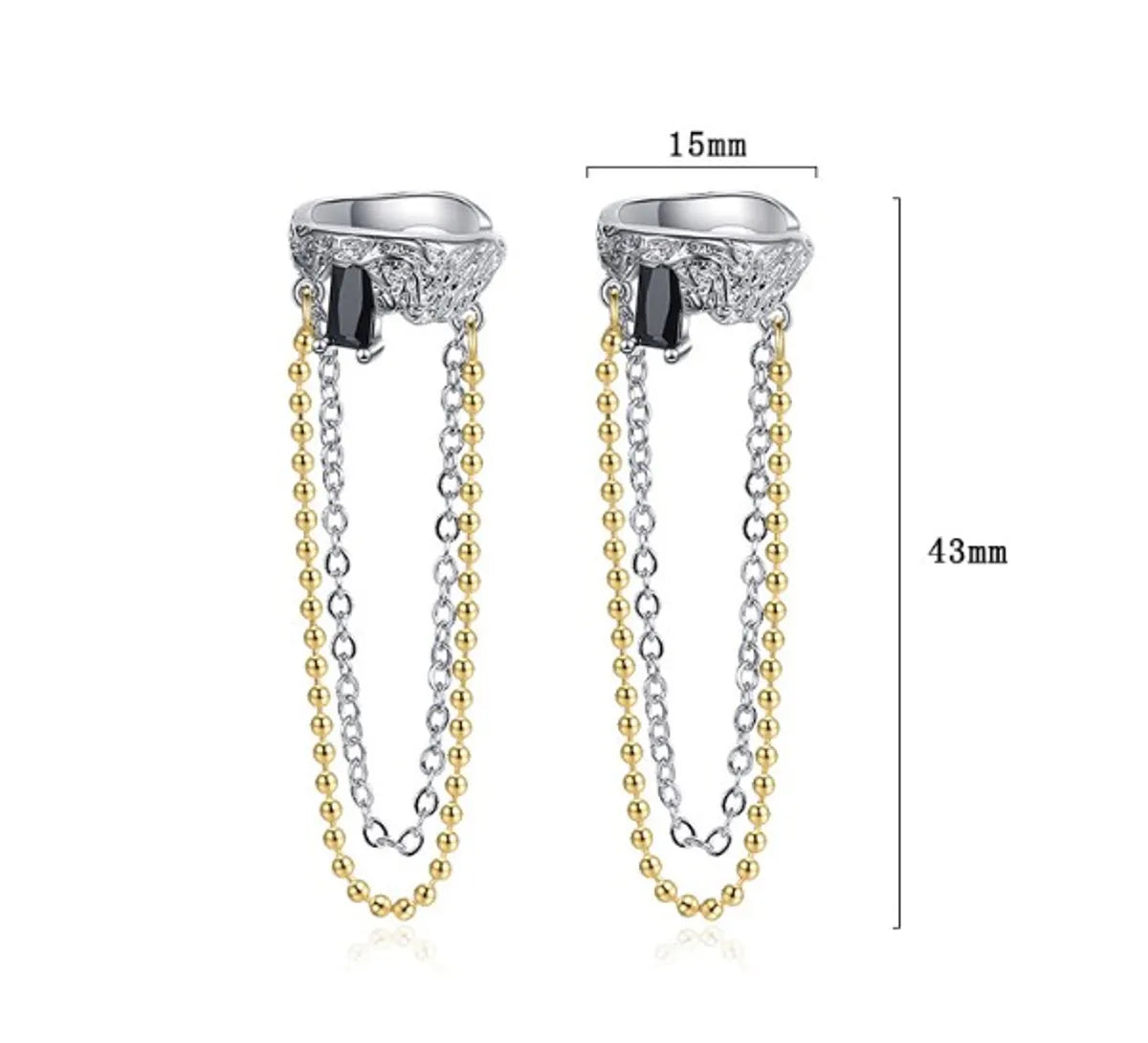 1 Pair Elegant Simple Style Geometric Tassel Plating Inlay Copper Zircon White Gold Plated Ear Cuffs