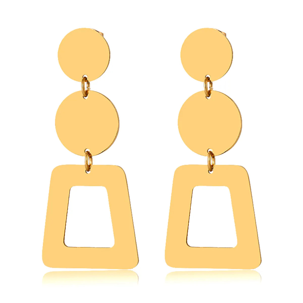 1 Pair Elegant Simple Style Geometric Tassel Plating Inlay Stainless Steel Zircon Gold Plated Drop Earrings