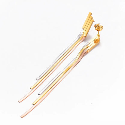 1 Pair Elegant Simple Style Geometric Tassel Plating Stainless Steel Drop Earrings