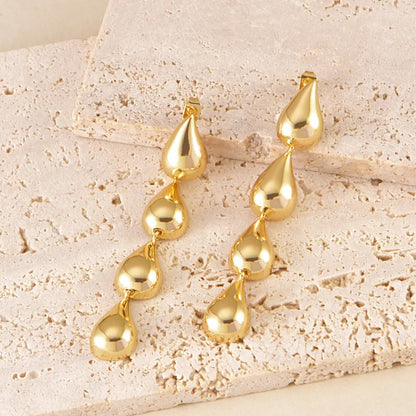 1 Pair Elegant Simple Style Geometric Water Droplets Plating Copper Drop Earrings