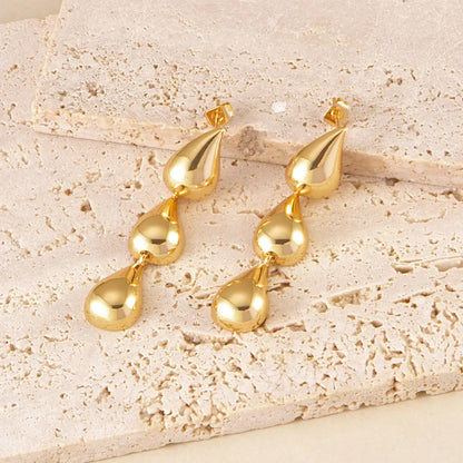 1 Pair Elegant Simple Style Geometric Water Droplets Plating Copper Drop Earrings