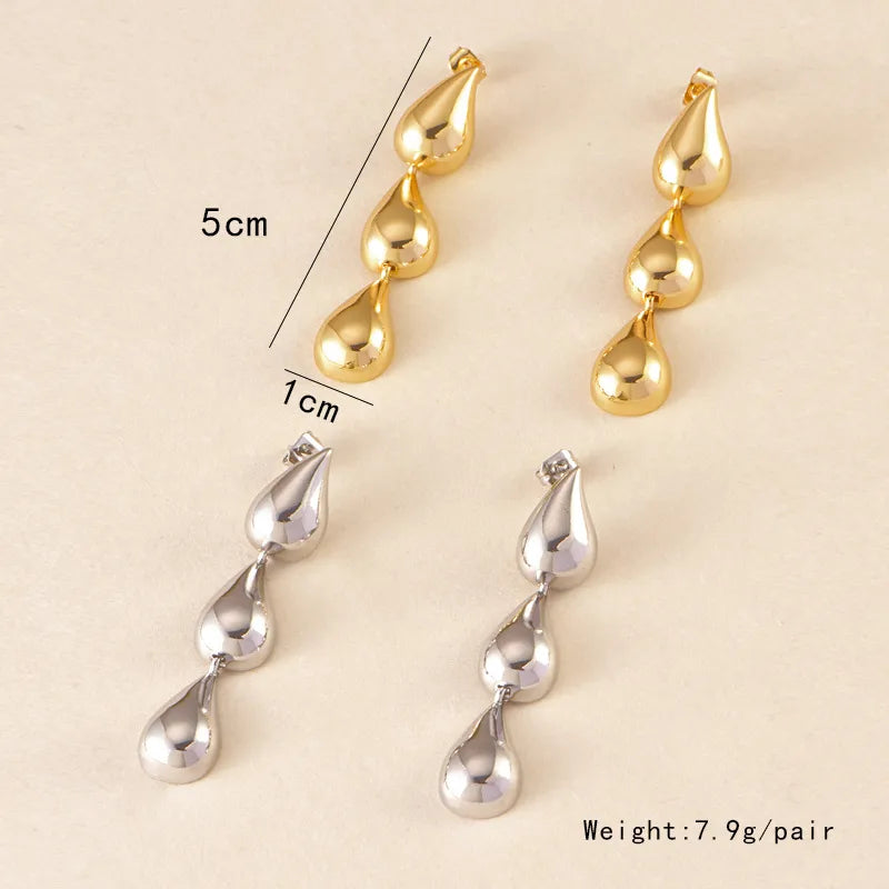 1 Pair Elegant Simple Style Geometric Water Droplets Plating Copper Drop Earrings