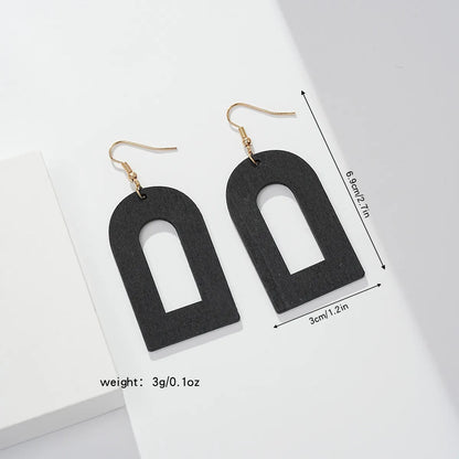 1 Pair Elegant Simple Style Geometric Wood Drop Earrings