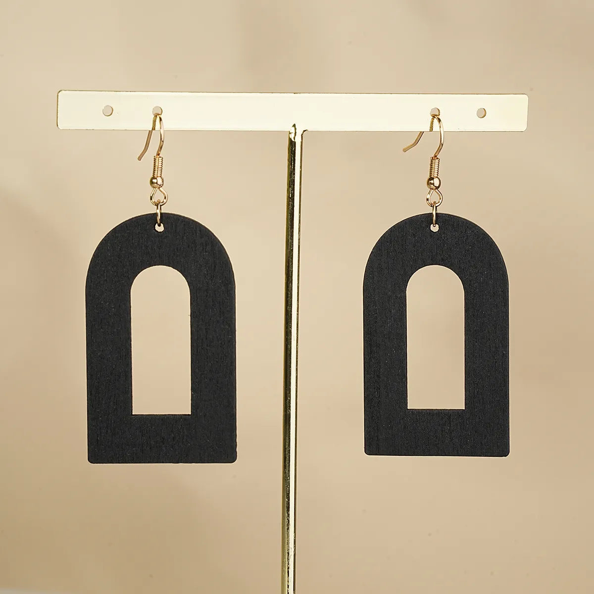 1 Pair Elegant Simple Style Geometric Wood Drop Earrings