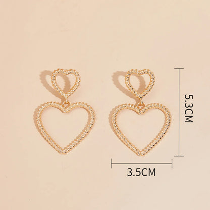 1 Pair Elegant Simple Style Heart Shape Alloy Drop Earrings