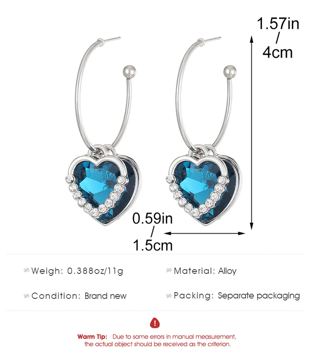 1 Pair Elegant Simple Style Heart Shape Alloy Drop Earrings