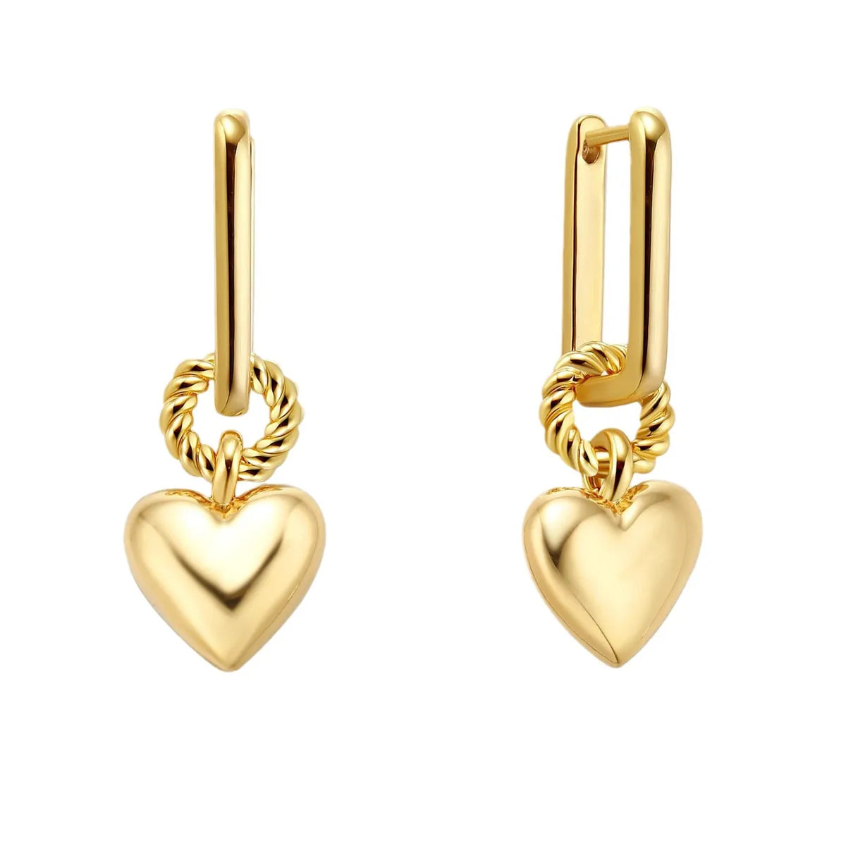 1 Pair Elegant Simple Style Heart Shape Brass 14K Gold Plated Drop Earrings