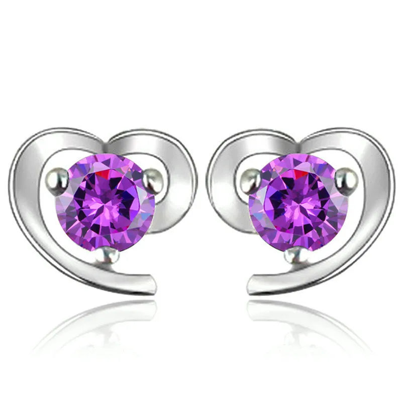 1 Pair Elegant Simple Style Heart Shape Inlay Alloy Zircon Ear Studs