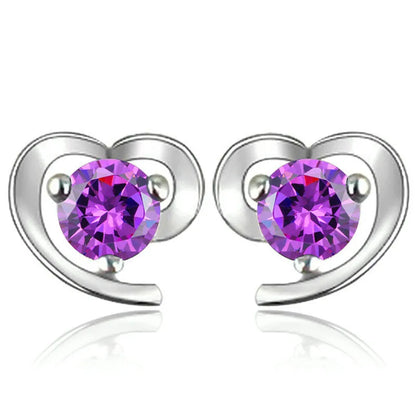 1 Pair Elegant Simple Style Heart Shape Inlay Alloy Zircon Ear Studs