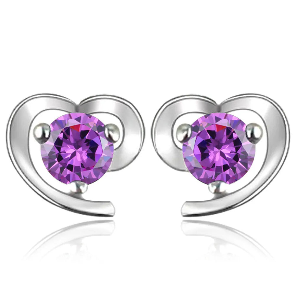 1 Pair Elegant Simple Style Heart Shape Inlay Alloy Zircon Ear Studs