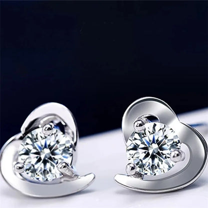 1 Pair Elegant Simple Style Heart Shape Inlay Alloy Zircon Ear Studs