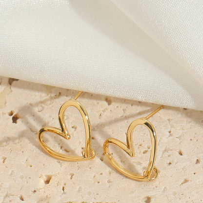 1 Pair Elegant Simple Style Heart Shape Plating Copper 14K Gold Plated Earrings