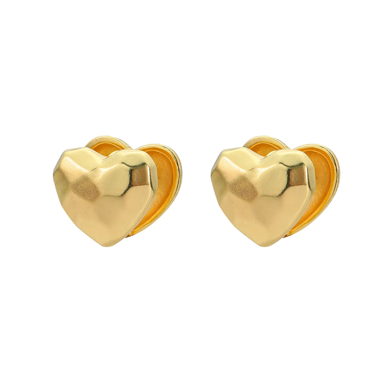 1 Pair Elegant Simple Style Heart Shape Plating Copper 16K Gold Plated Ear Studs