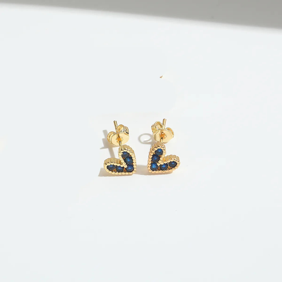 1 Pair Elegant Simple Style Heart Shape Plating Copper Zircon 14K Gold Plated Ear Studs