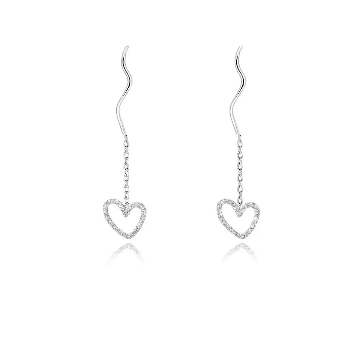 1 Pair Elegant Simple Style Heart Shape Plating Sterling Silver Drop Earrings