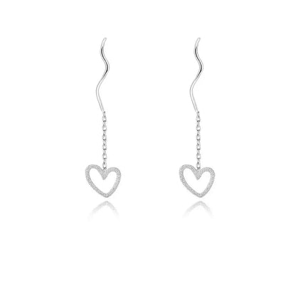 1 Pair Elegant Simple Style Heart Shape Plating Sterling Silver Drop Earrings