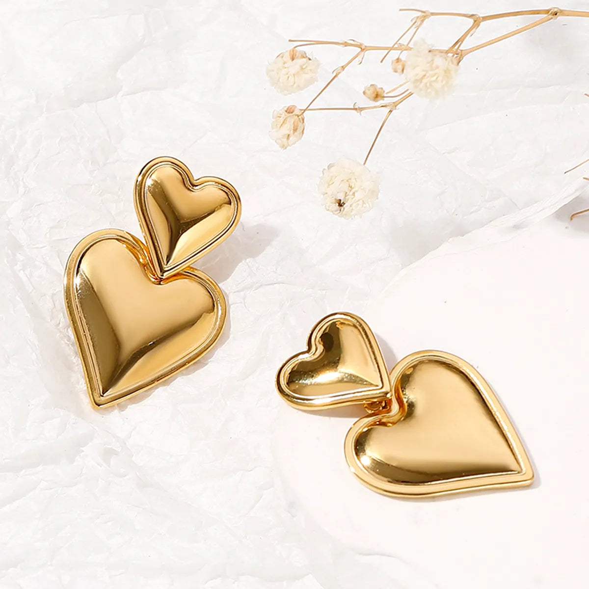 1 Pair Elegant Simple Style Heart Shape Polishing Stainless Steel Drop Earrings