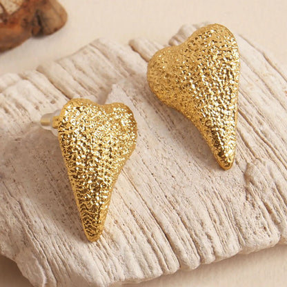 1 Pair Elegant Simple Style Heart Shape Solid Color 304 Stainless Steel 18K Gold Plated Ear Studs