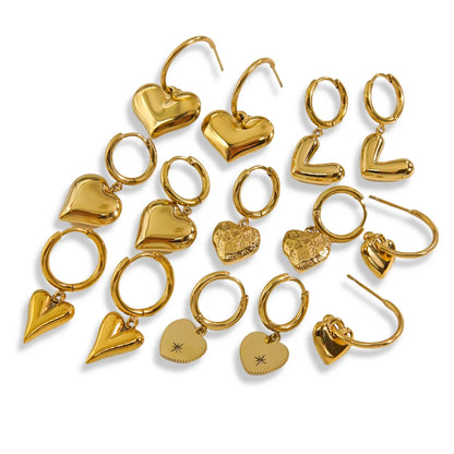 1 Pair Elegant Simple Style Heart Shape Stainless Steel 14k Gold Plated Drop Earrings