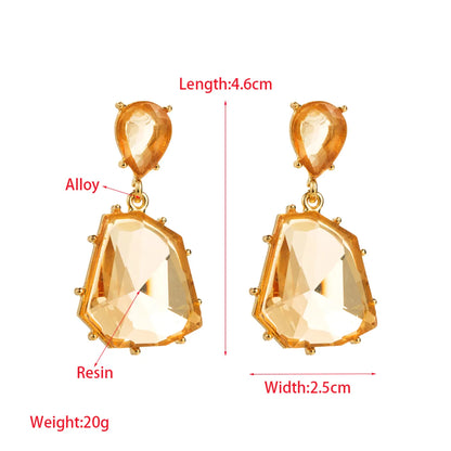 1 Pair Elegant Simple Style Irregular Geometric Inlay Alloy Resin Gold Plated Drop Earrings