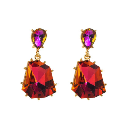 1 Pair Elegant Simple Style Irregular Geometric Inlay Alloy Resin Gold Plated Drop Earrings