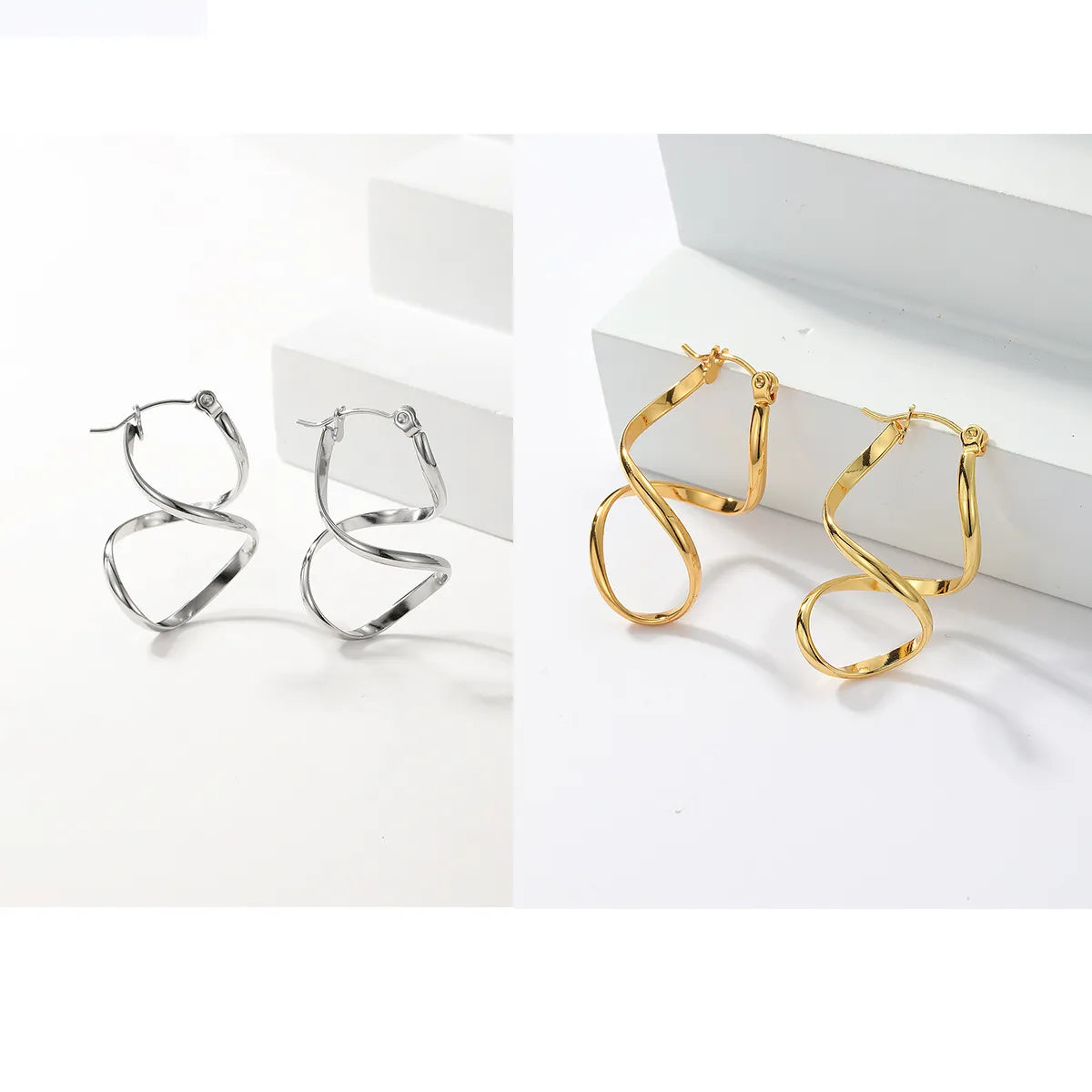 1 Pair Elegant Simple Style Irregular Geometric Plating Stainless Steel 18k Gold Plated Earrings