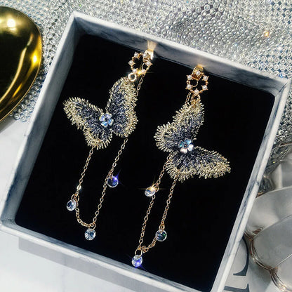 1 Pair Elegant Simple Style Leaf Flower Bow Knot Inlay Imitation Pearl Alloy Rhinestones Drop Earrings