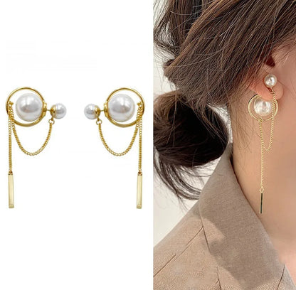 1 Pair Elegant Simple Style Leaf Flower Bow Knot Inlay Imitation Pearl Alloy Rhinestones Drop Earrings