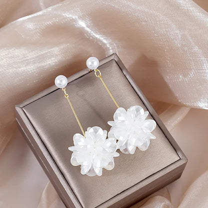 1 Pair Elegant Simple Style Leaf Flower Bow Knot Inlay Imitation Pearl Alloy Rhinestones Drop Earrings