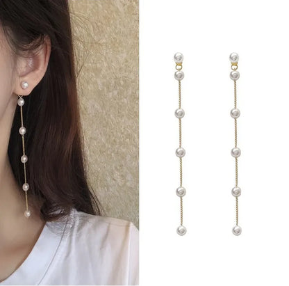 1 Pair Elegant Simple Style Leaf Flower Bow Knot Inlay Imitation Pearl Alloy Rhinestones Drop Earrings