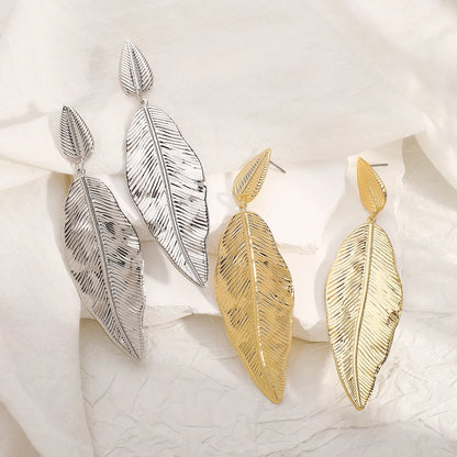 1 Pair Elegant Simple Style Leaf Iron Drop Earrings