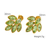 1 Pair Elegant Simple Style Leaves Plating Inlay 304 Stainless Steel Zircon 18K Gold Plated Ear Studs