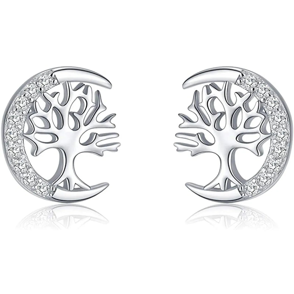 1 Pair Elegant Simple Style Life Tree Plating Sterling Silver Ear Studs