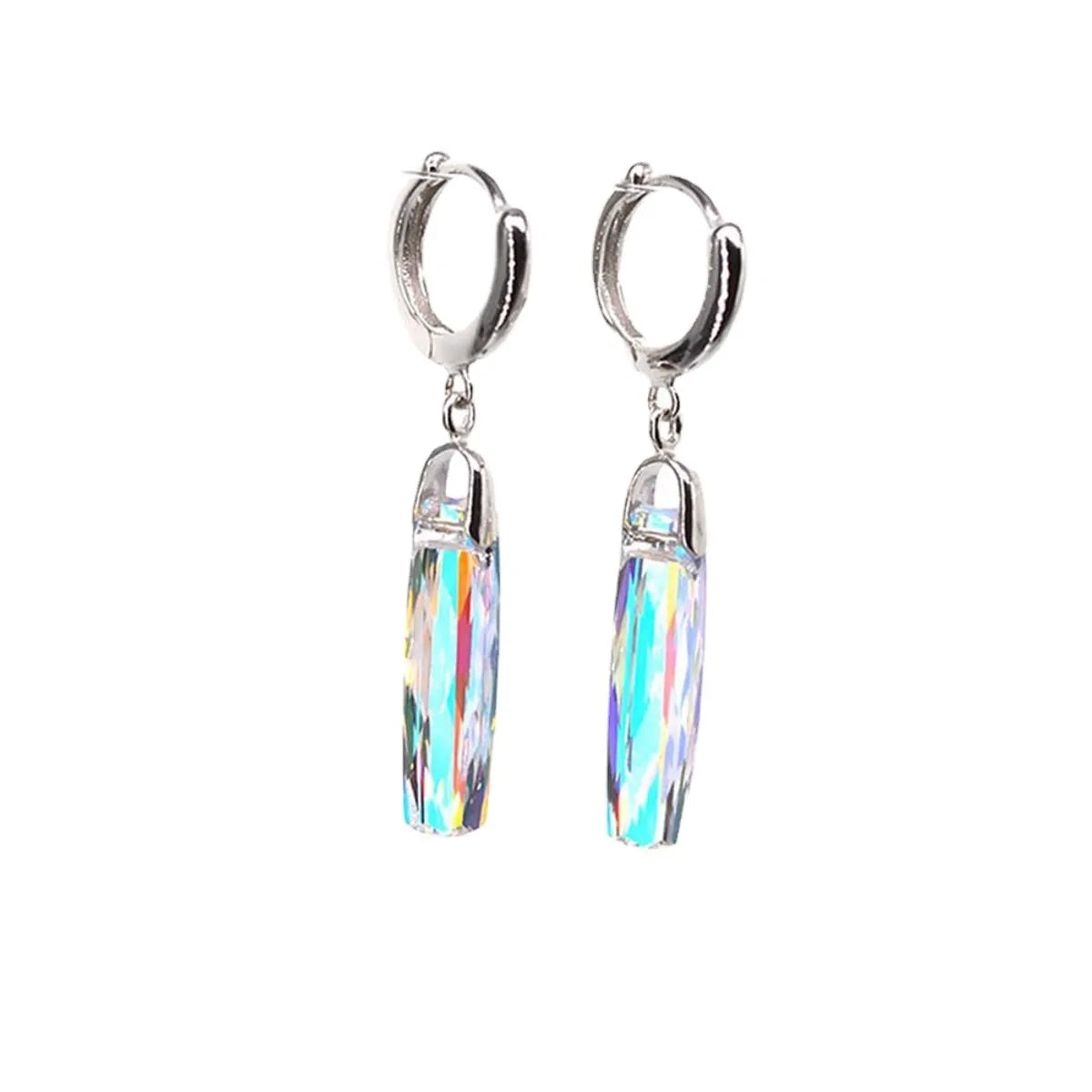 1 Pair Elegant Simple Style Lines Plating Inlay Sterling Silver Artificial Crystal Drop Earrings