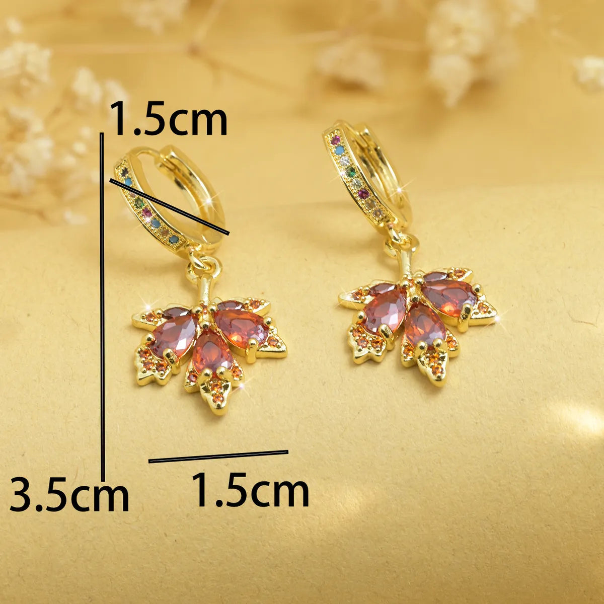 1 Pair Elegant Simple Style Moon Flower Butterfly Plating Copper Zircon Drop Earrings