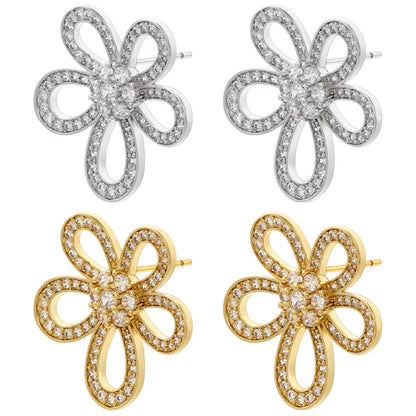 1 Pair Elegant Simple Style Petal Plating Inlay Copper Zircon 18k Gold Plated Ear Studs