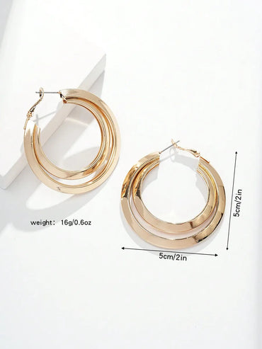 1 Pair Elegant Simple Style Round Alloy Titanium Steel Iron Gold Plated Earrings