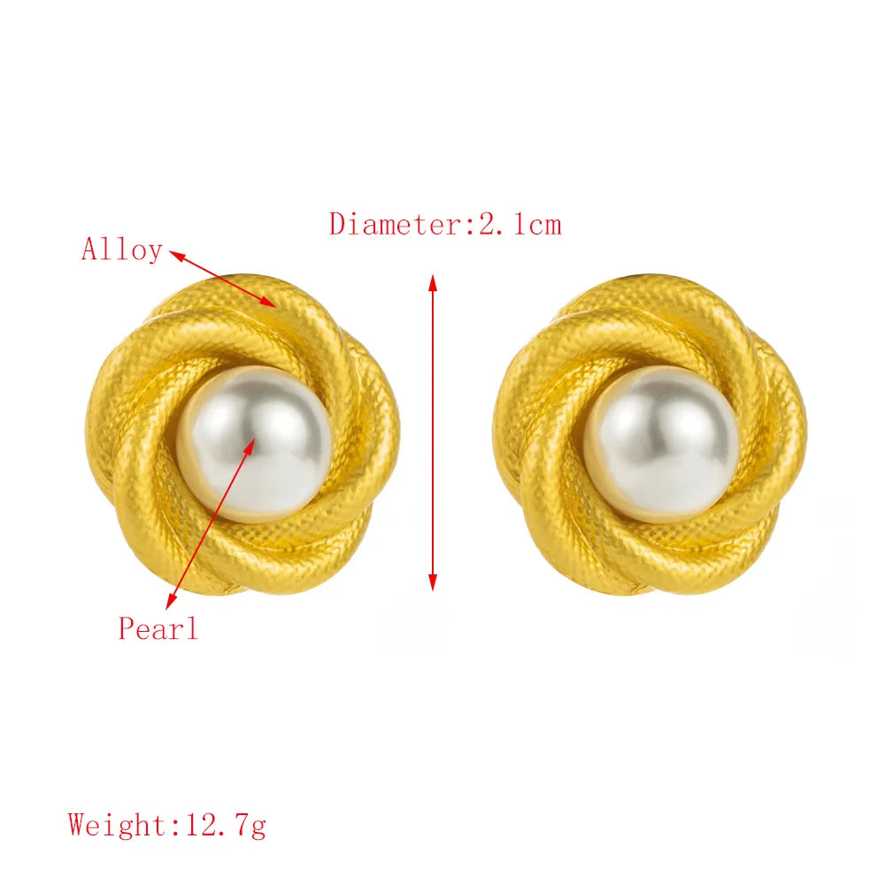 1 Pair Elegant Simple Style Round Inlay Alloy Resin 18K Gold Plated Ear Studs