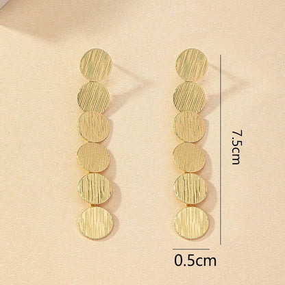 1 Pair Elegant Simple Style Round Iron Gold Plated Drop Earrings