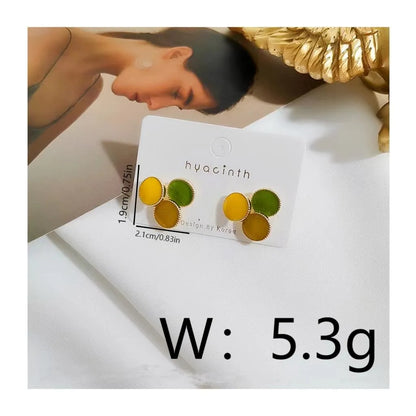 1 Pair Elegant Simple Style Round Plating Copper 18K Gold Plated Ear Studs