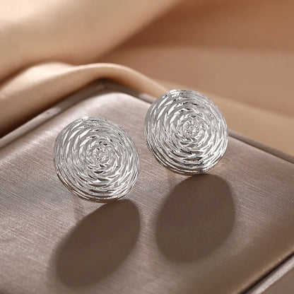 1 Pair Elegant Simple Style Round Plating Copper White Gold Plated Ear Studs