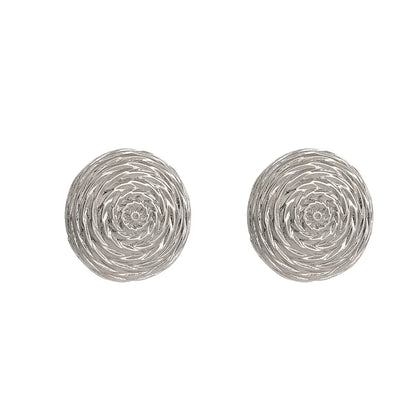 1 Pair Elegant Simple Style Round Plating Copper White Gold Plated Ear Studs